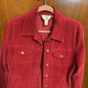 Talbots Deep Red Corduroy Button-Up Jacket